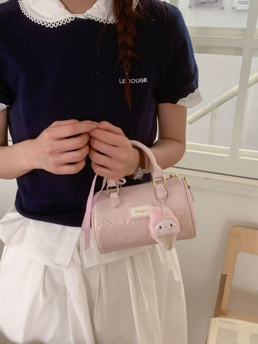 Embossed Pattern Cylinder Crossbody Bag