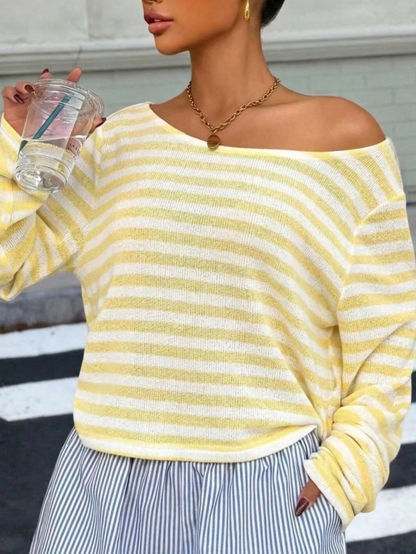 Striped Boat Neck T-Shirt