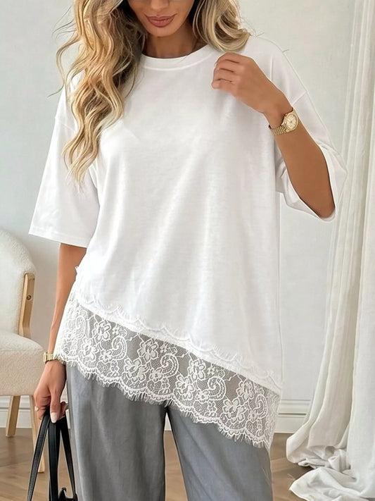 Lace Detail Half Sleeve T-Shirt