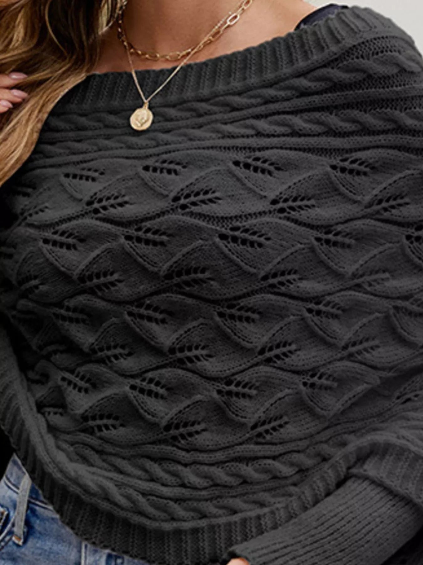 Cable Knit Batwing Sleeve Sweater