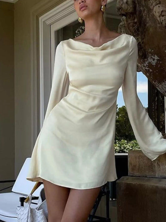 Backless Long Sleeve Mini Dress