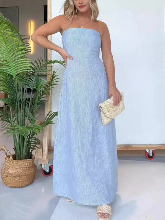 Full Size Strapless Casual Maxi Dress Plus Size
