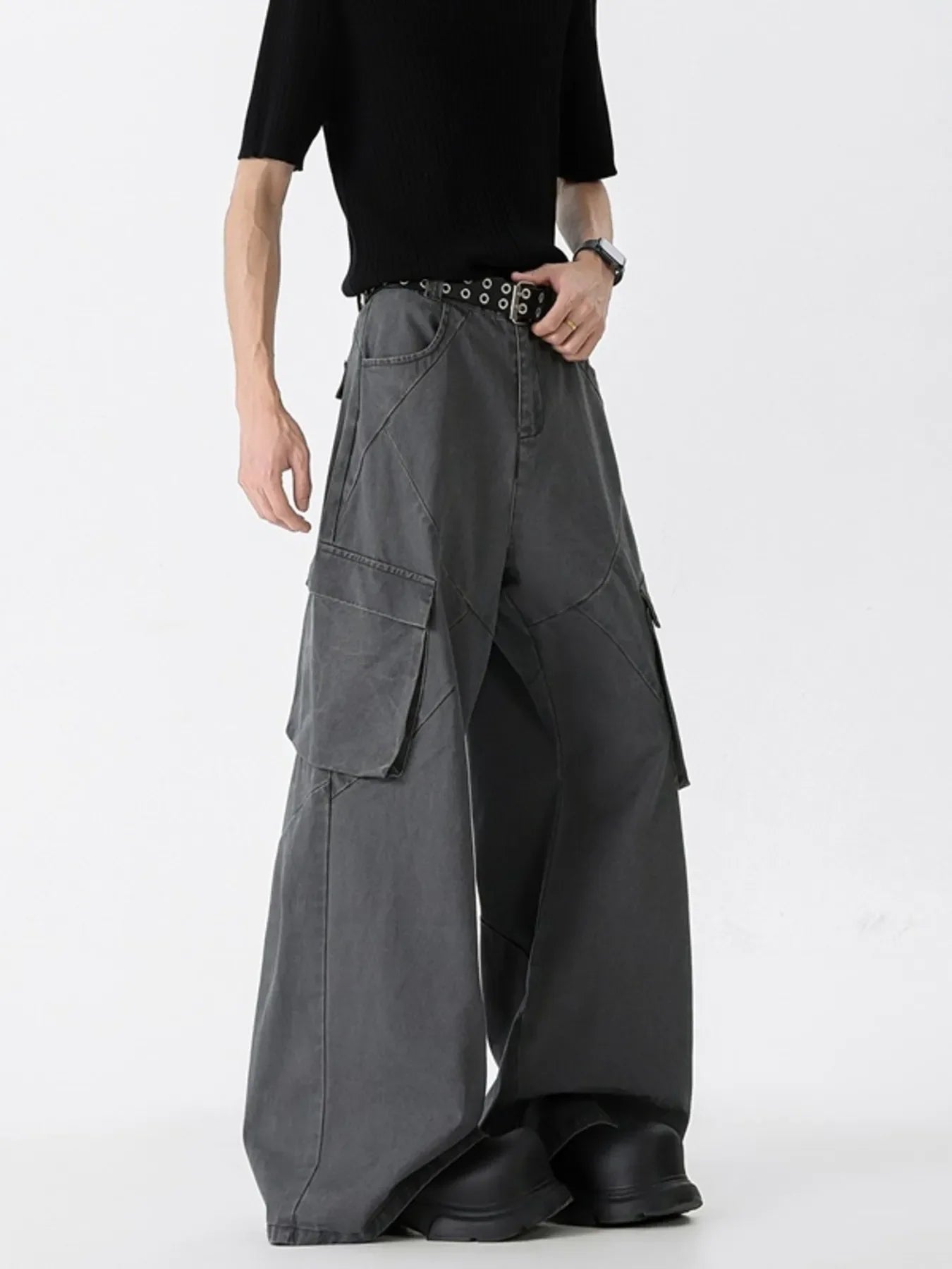Men's Full Size Wide Leg Cargo Jeans Plus Size