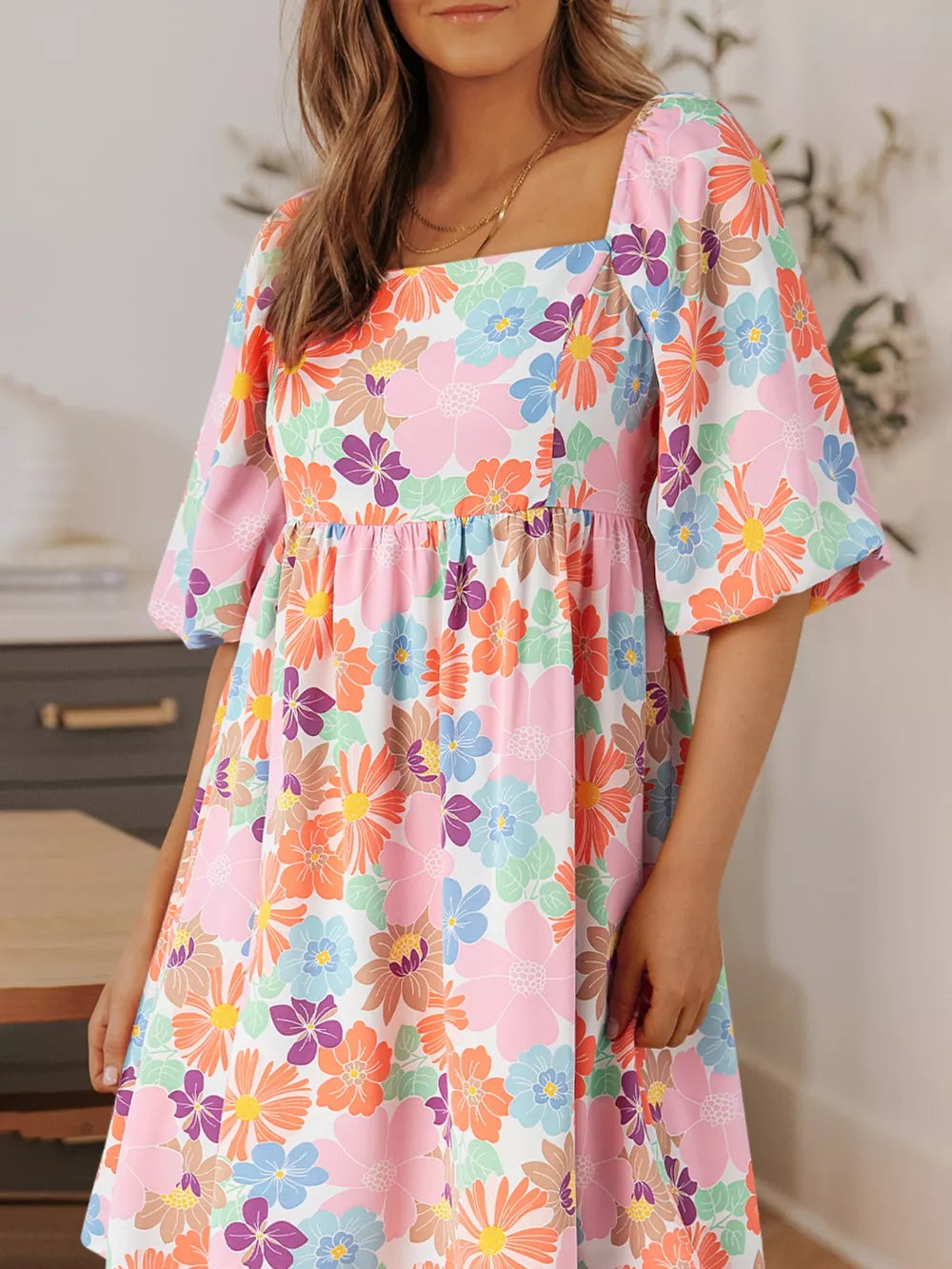 Printed Half Sleeve Mini Dress