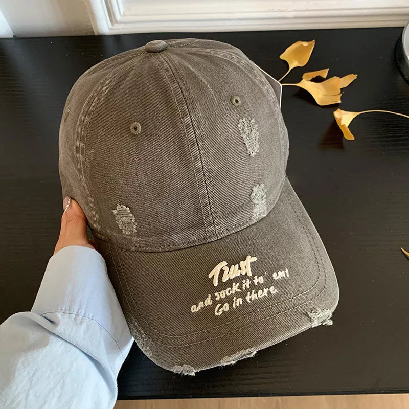 Distressed Embroidered Baseball Cap