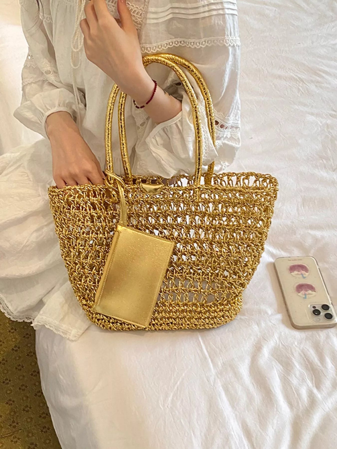Woven Straw Tote Bag