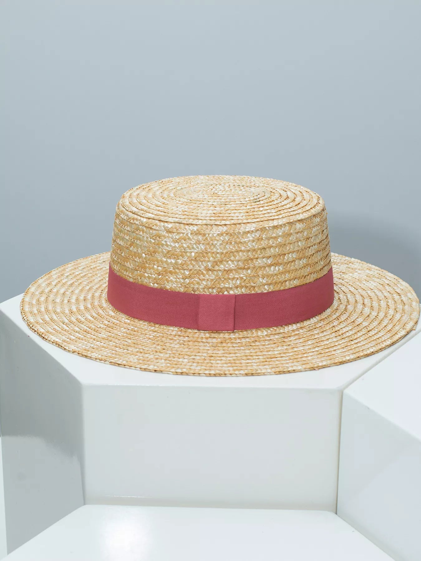 Straw Boater Hat with Ribbon