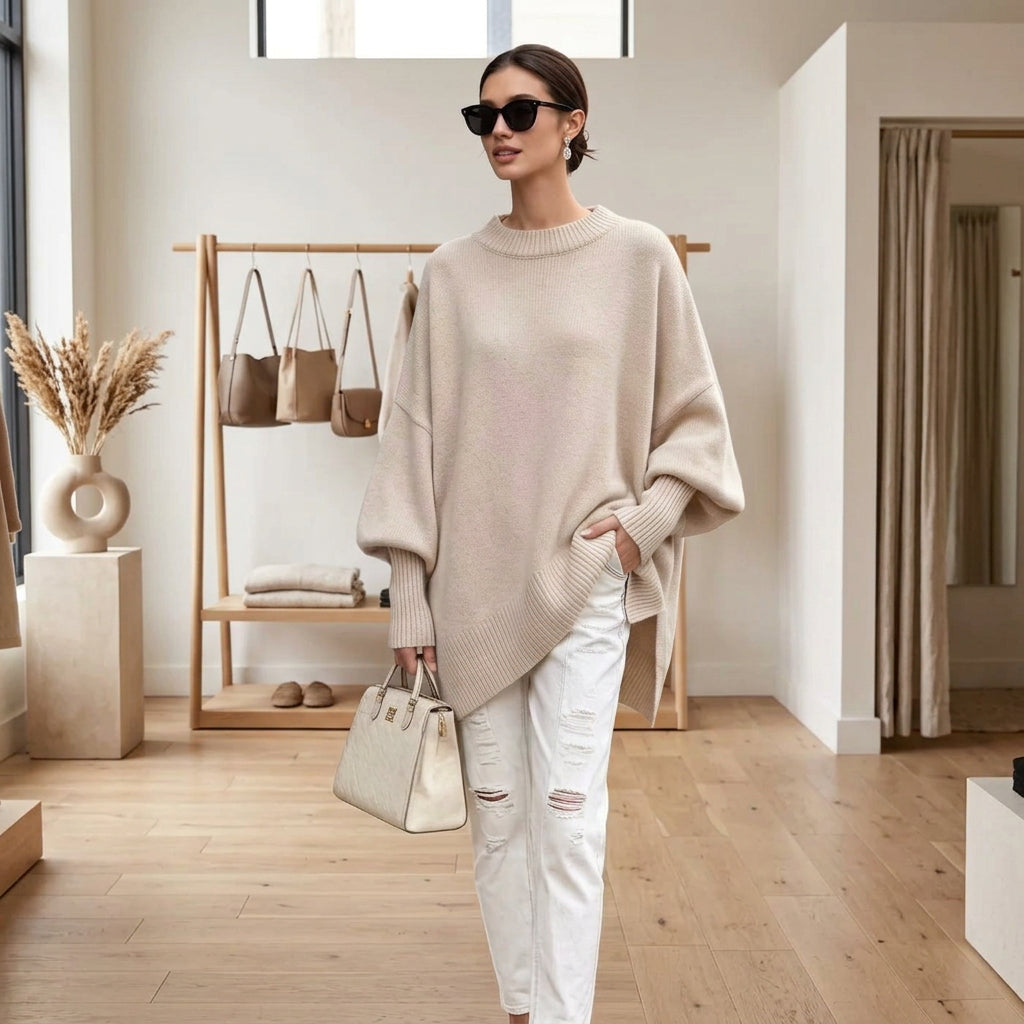 Women's Relaxed-Fit Solid-Color Sweater
