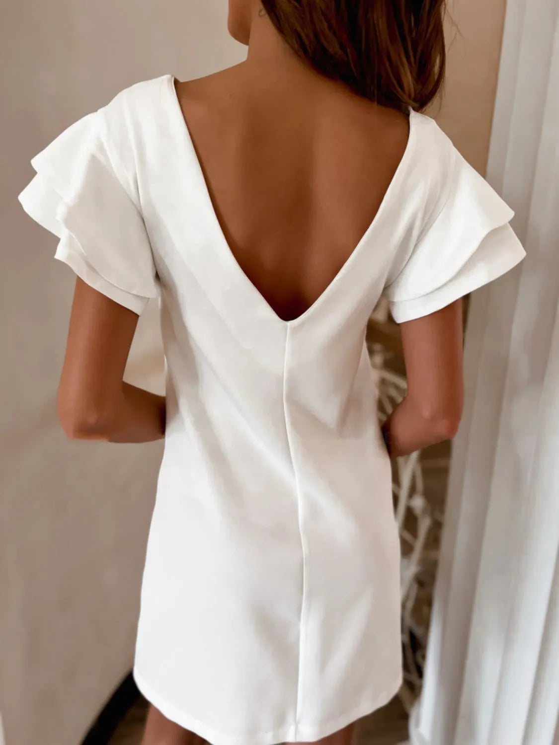 Ruffled Layered Short Sleeve Mini Dress