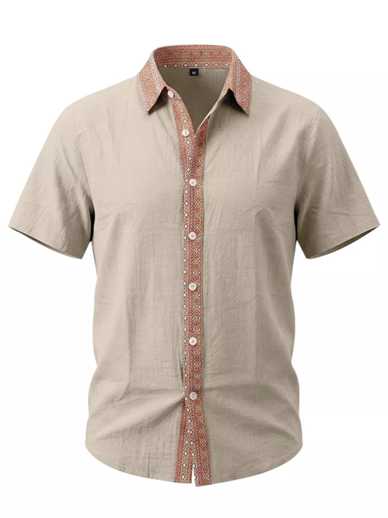 Men's Full Size Casual Short Sleeve Linen Shirt Plus Size