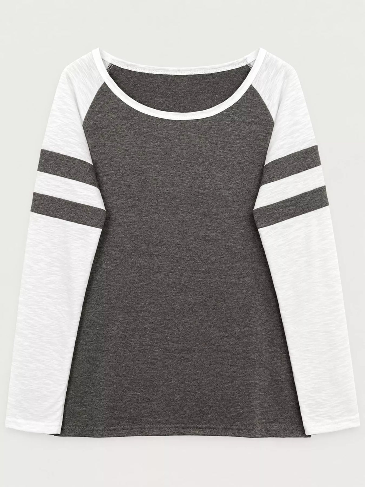 Full Size Color-Block Raglan Sleeve Striped T-Shirt Plus Size