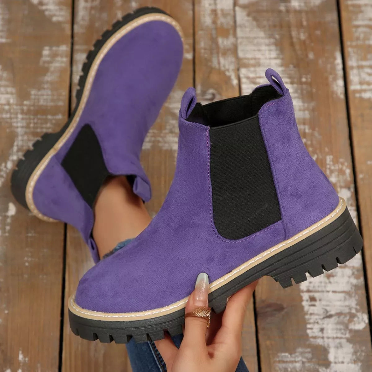 Round Toe Block Heels Boots