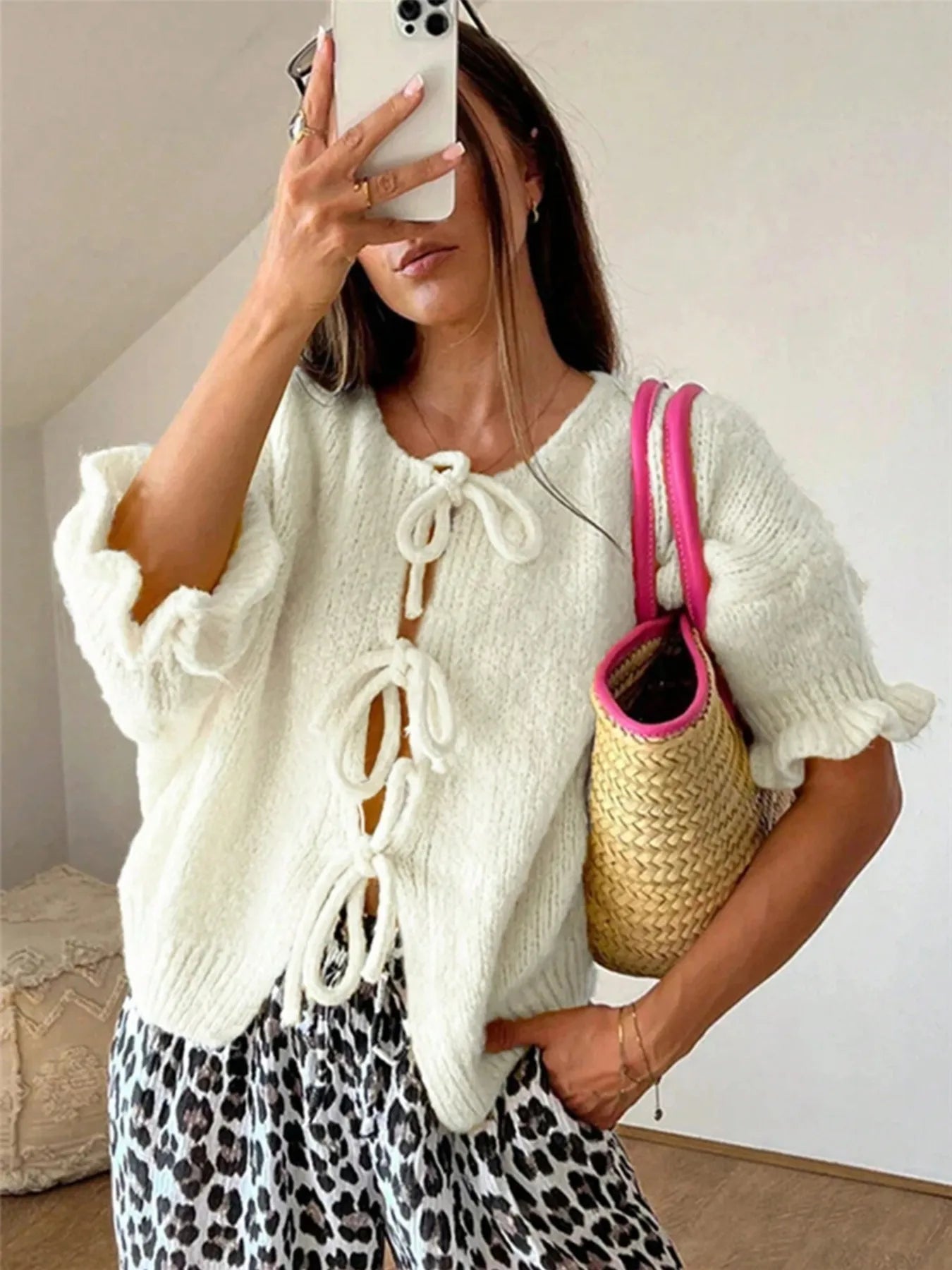 Tie-Front Cropped Cardigan
