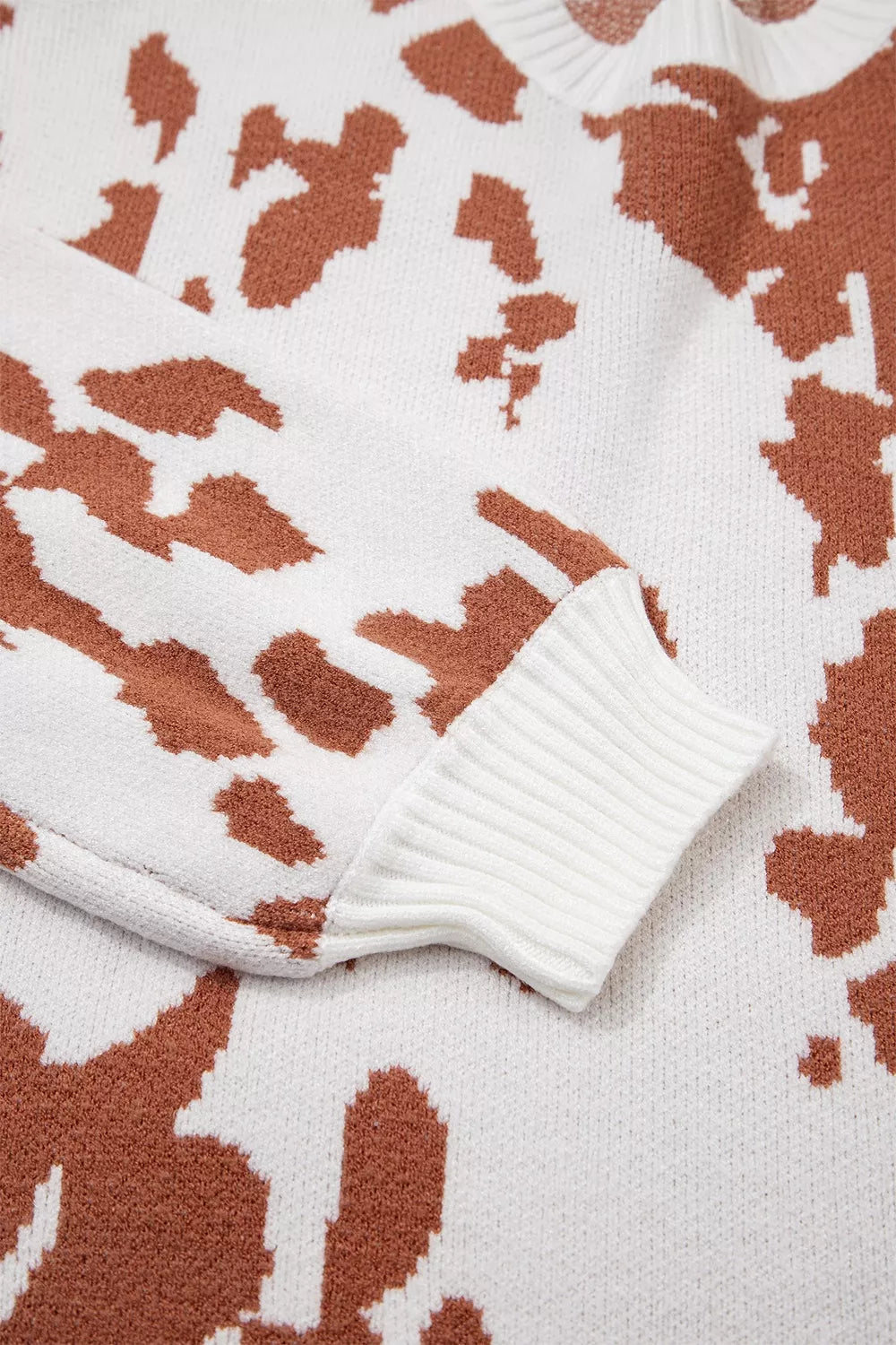 Abstract Print Drop Shoulder Long Sleeve Round Neck Sweater