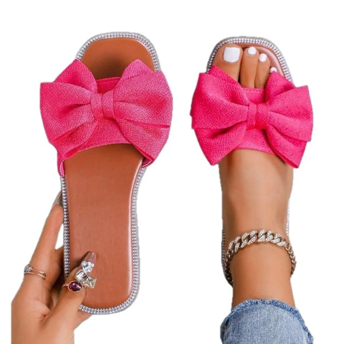 Bow Open Toe Flats Sandals