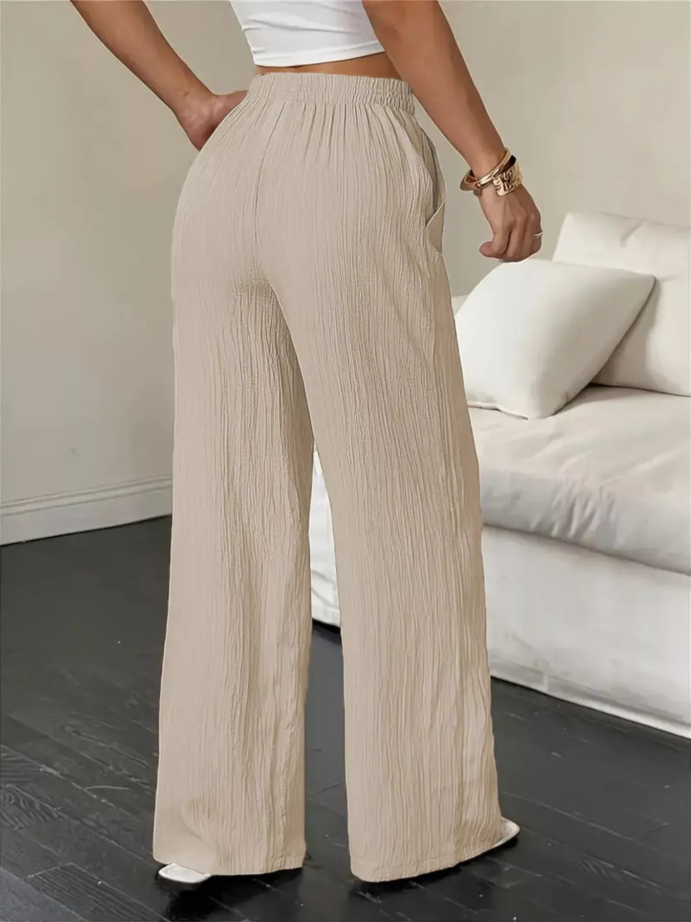 Wide Leg Pants with Drawstring