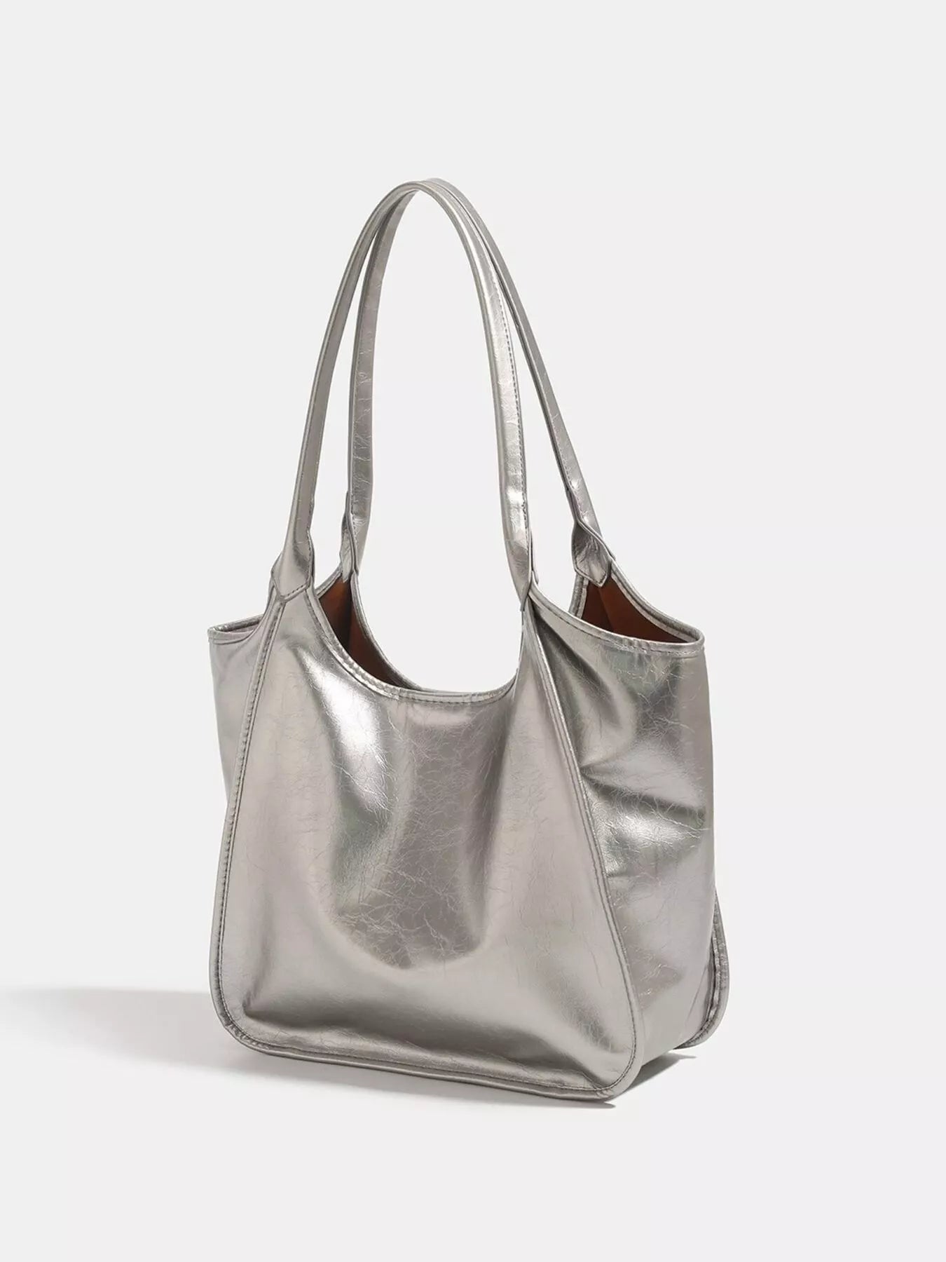 Metallic PU Leather Tote Bag