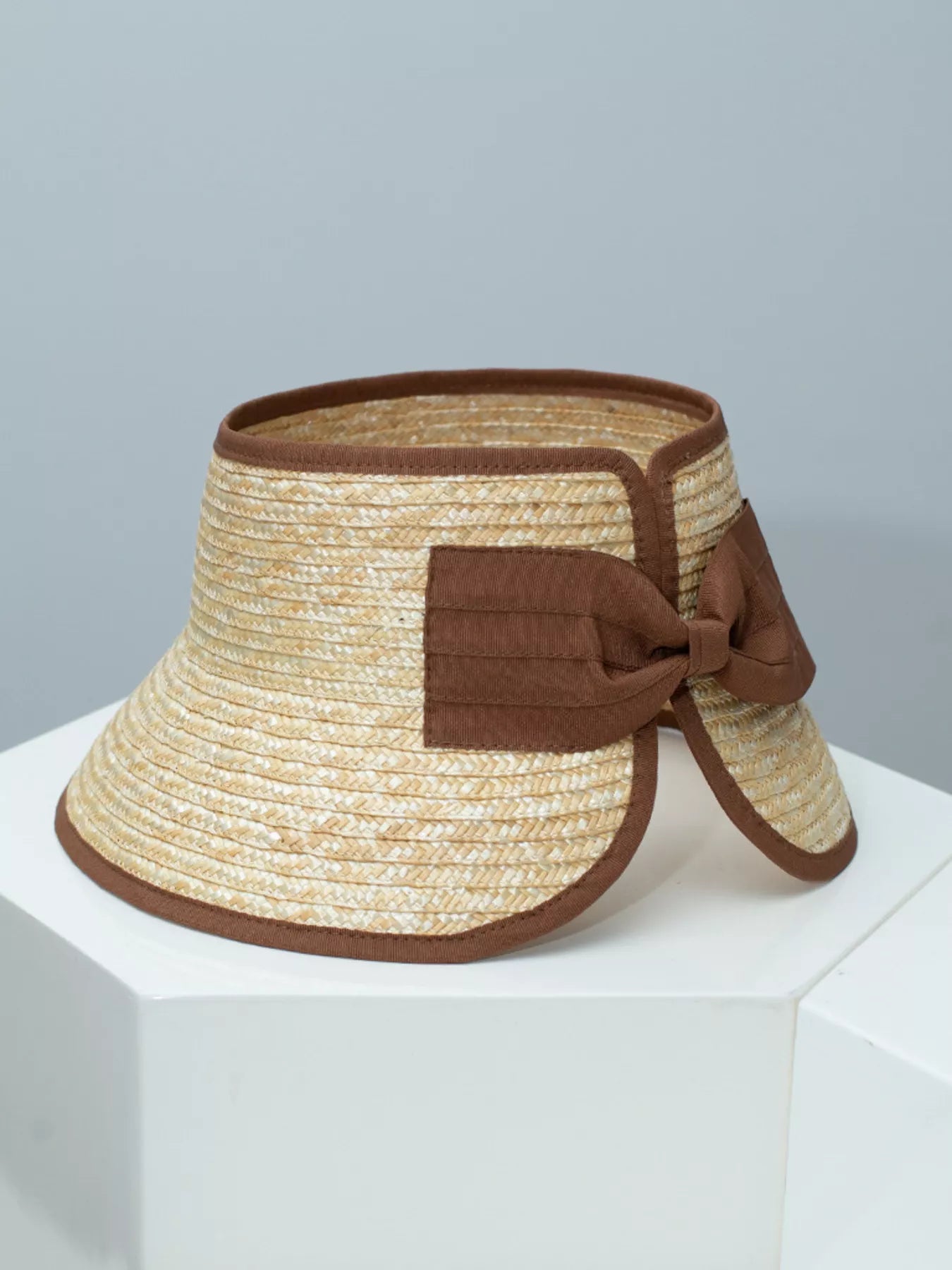 Straw Sun Visor Hat with Bow
