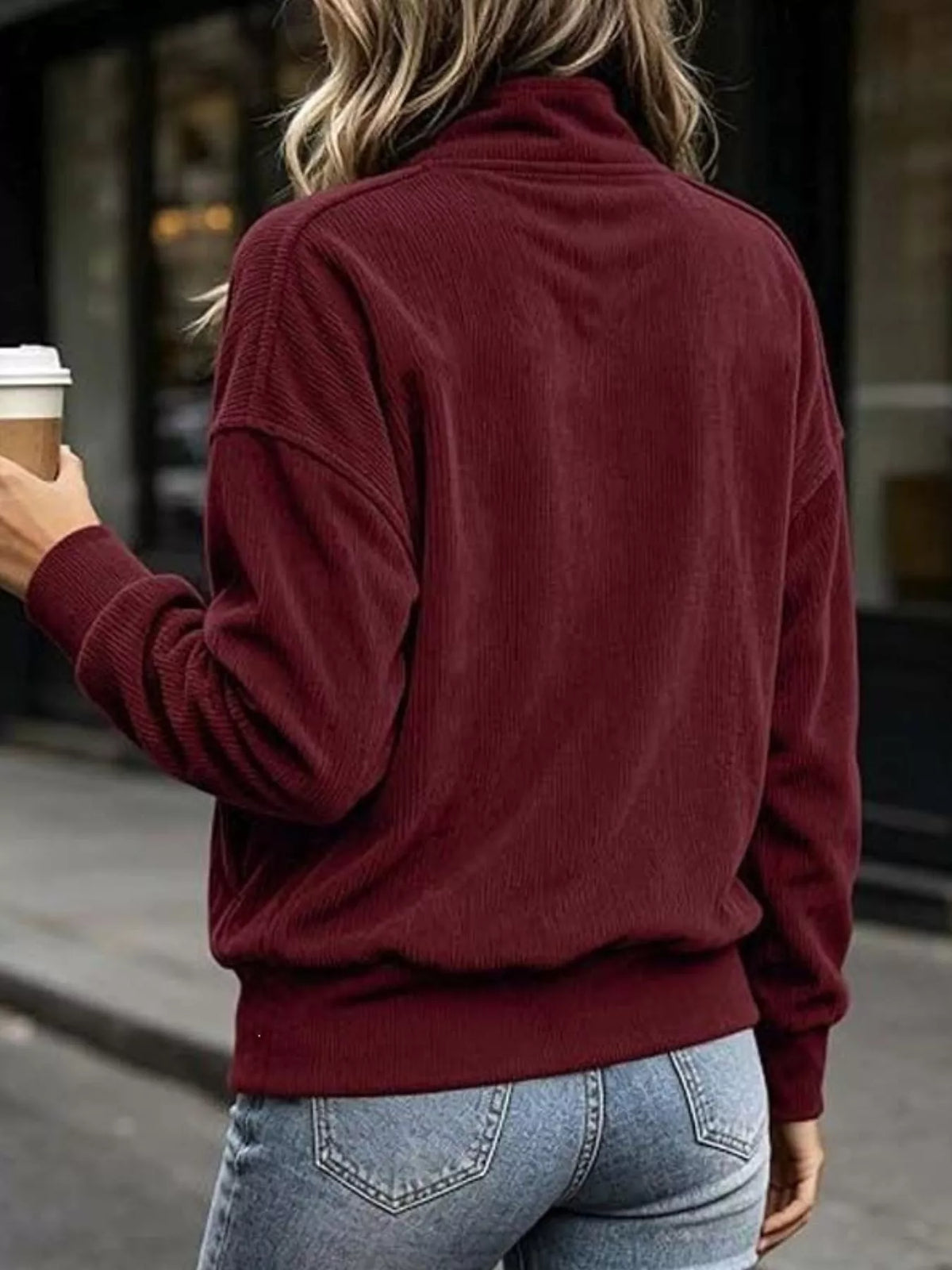 Full Size Quarter Snap Kangaroo Pocket Sweatshirt Plus Size