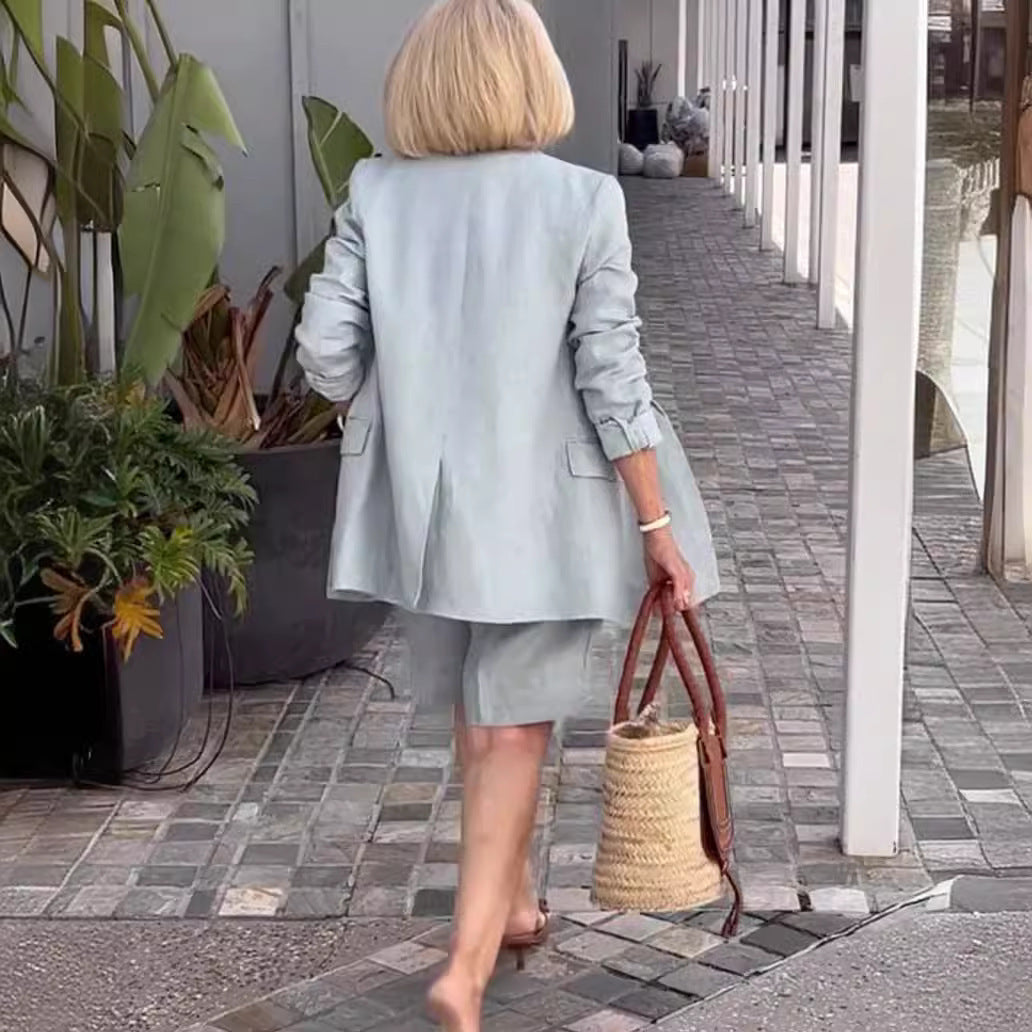 Elegant Cardigan Suit Coat Shorts Two-piece Suit (see size chart under more details)