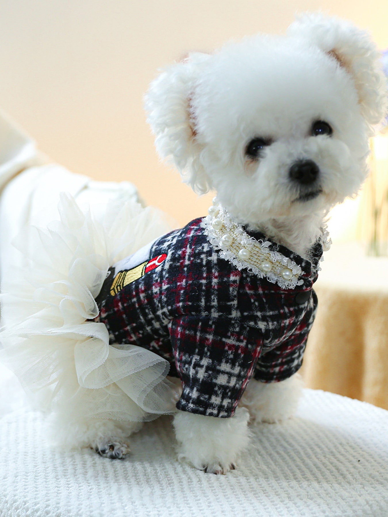 Pearl Collar Pet Dress