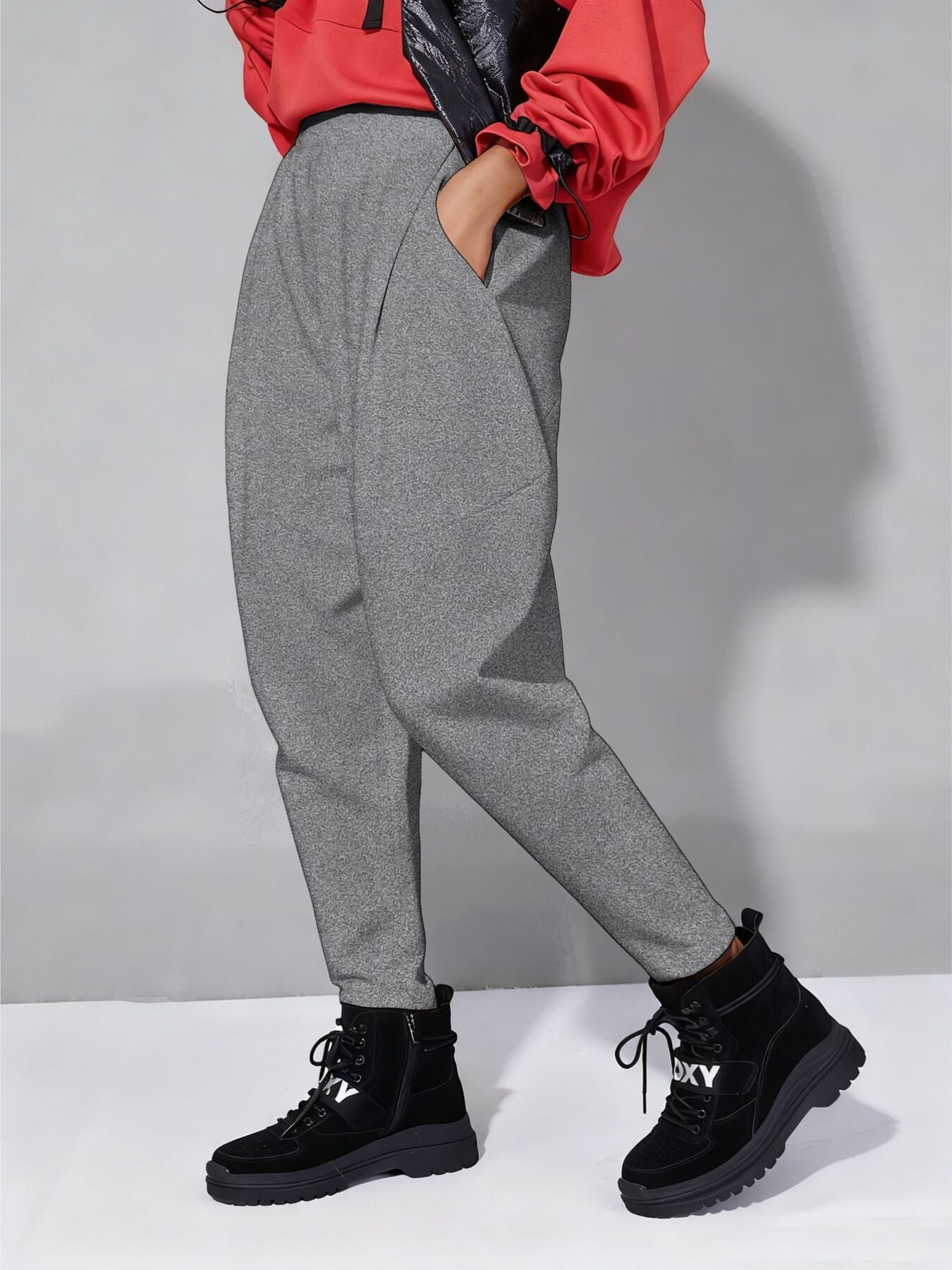 Loose Fit Harem Pants with Pockets