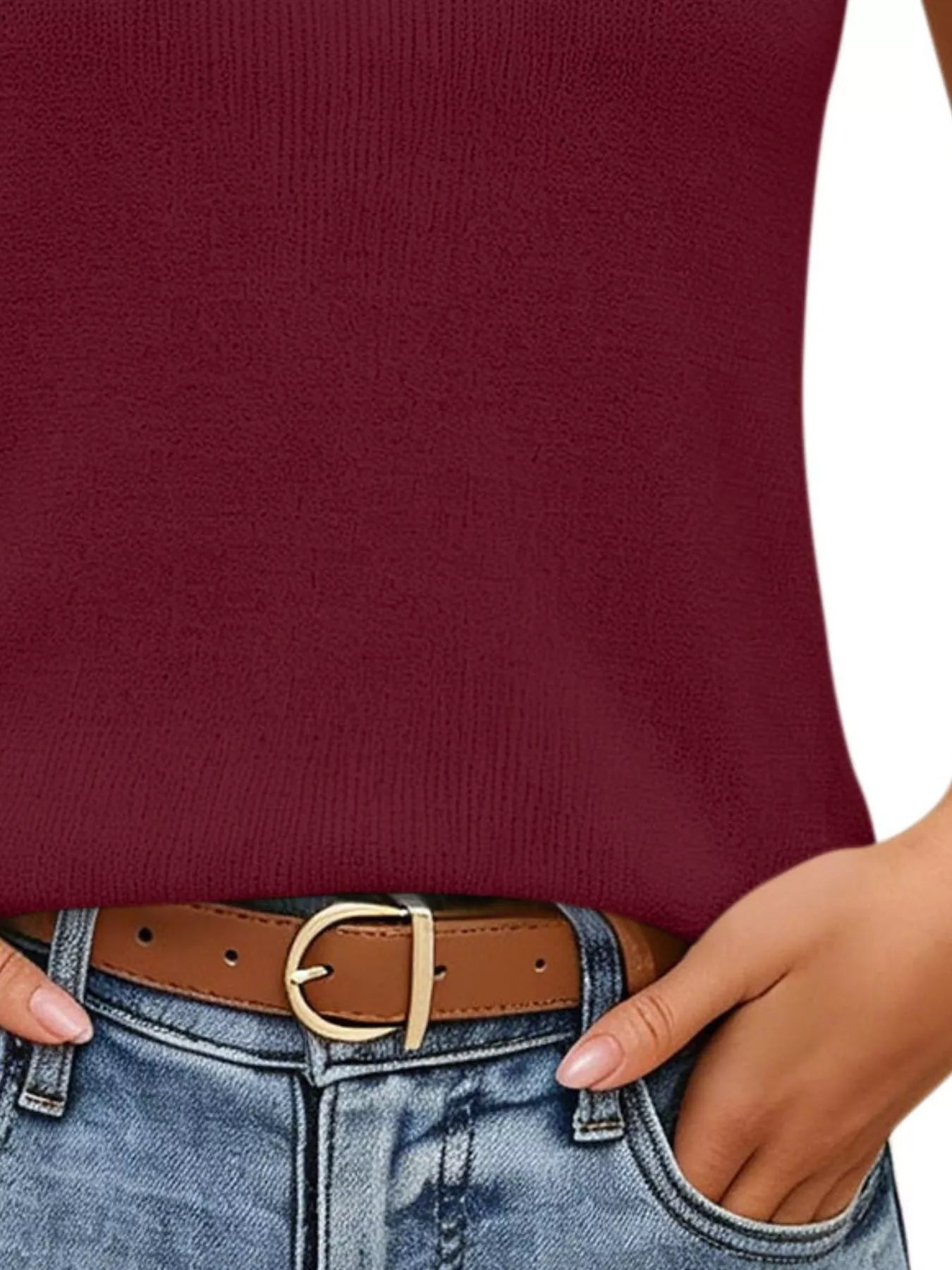 V-Neck Ribbed Knit Tank Top