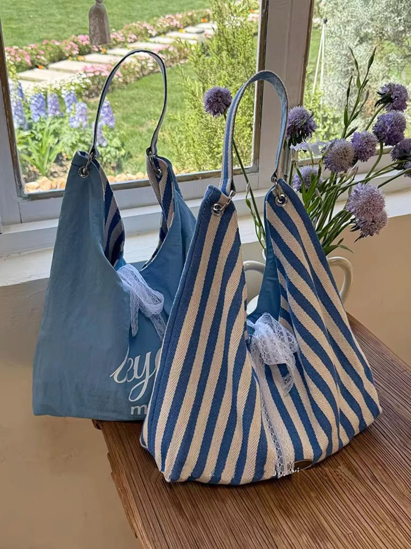 Striped Canvas Tote Bag