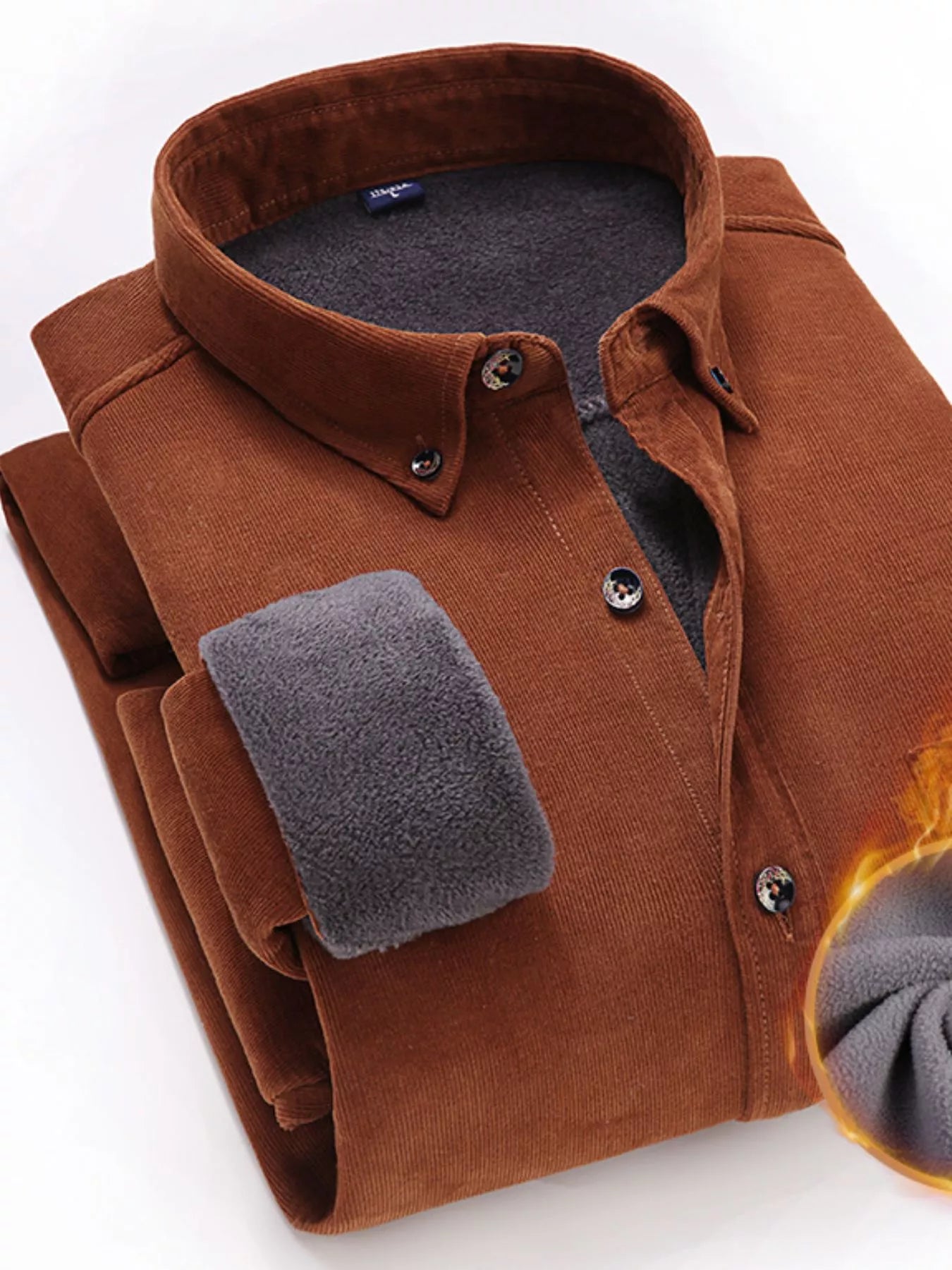 Men's Full Size Casual Corduroy Button-Down Shirt Plus Size
