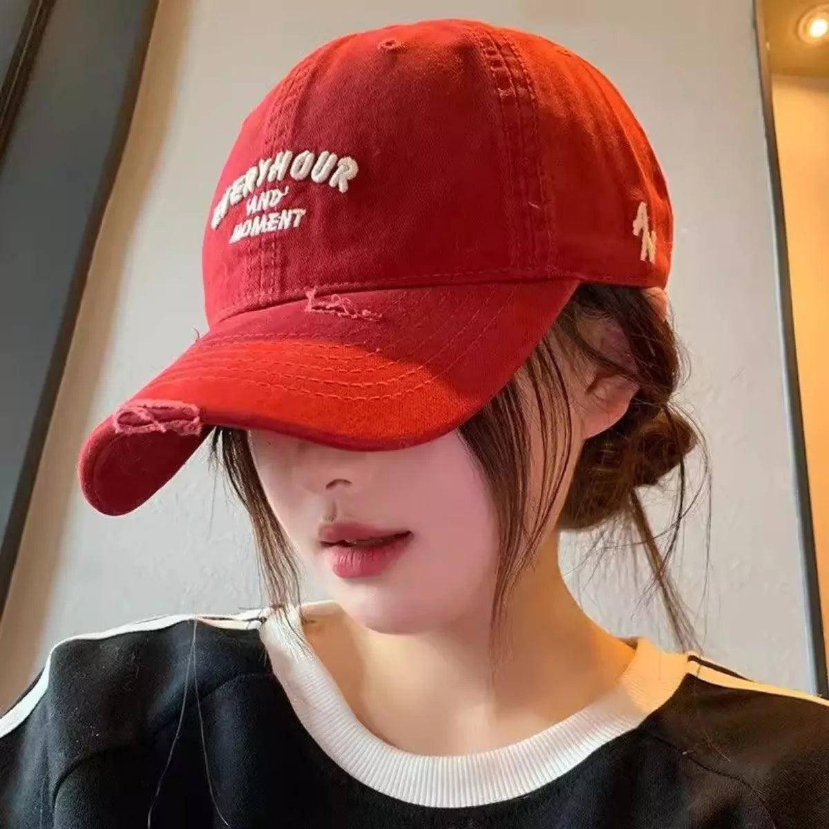 Distressed Embroidered Baseball Cap