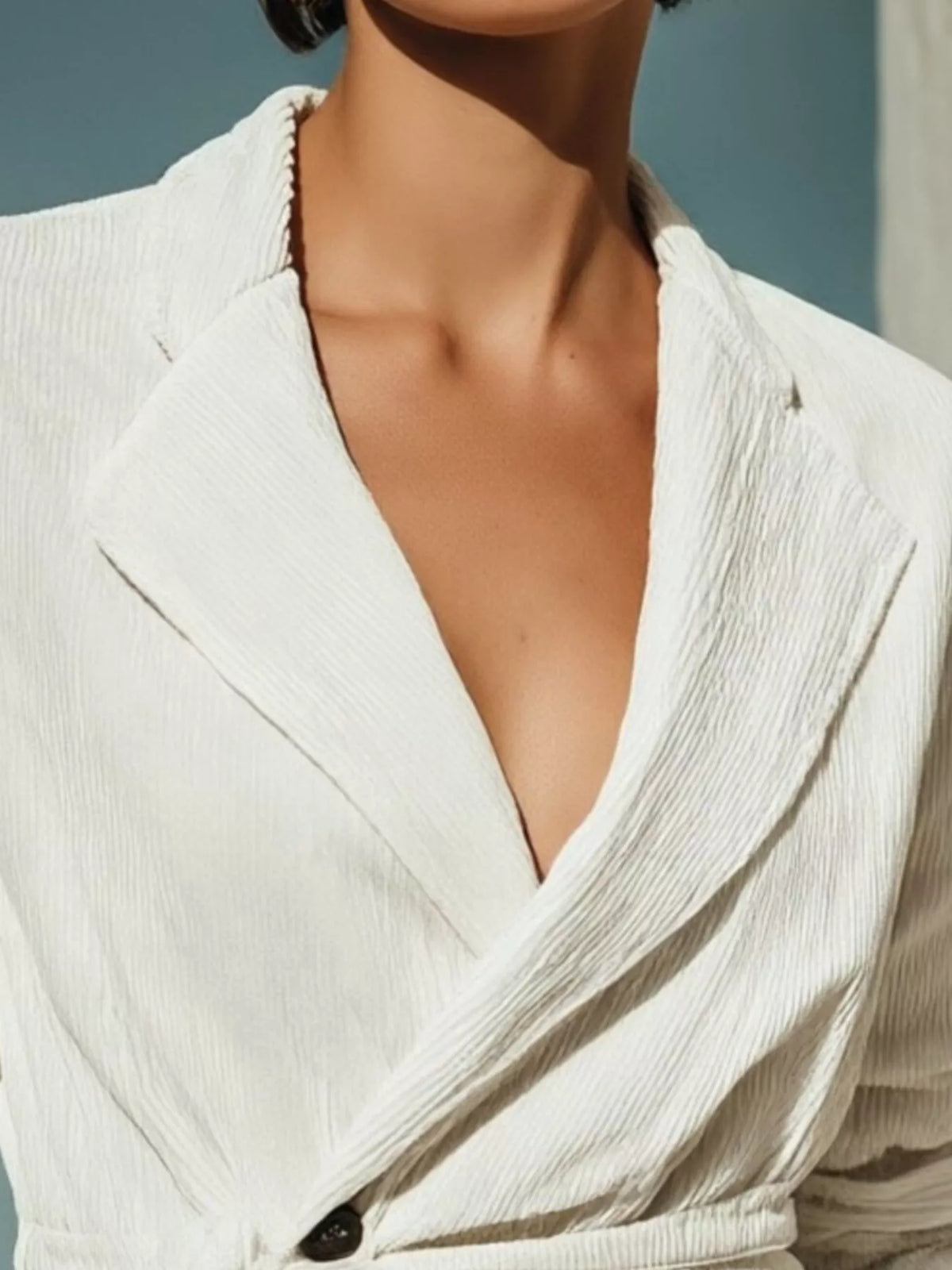 Full Size Corduroy Wrap Jacket with Tie-Waist Plus Size