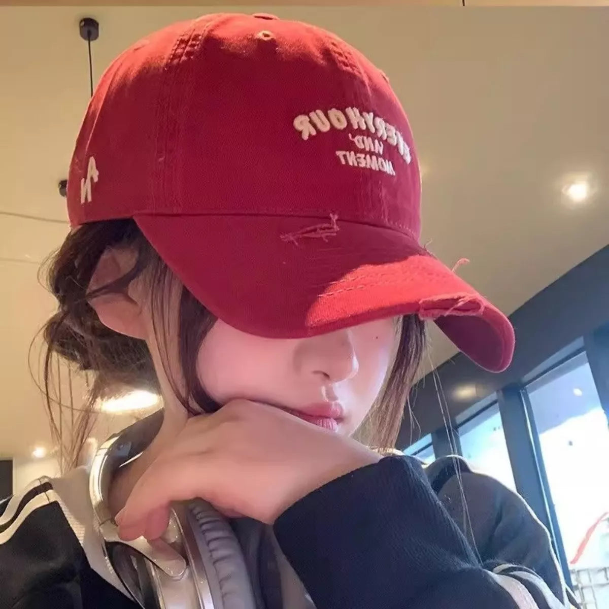 Distressed Embroidered Baseball Cap