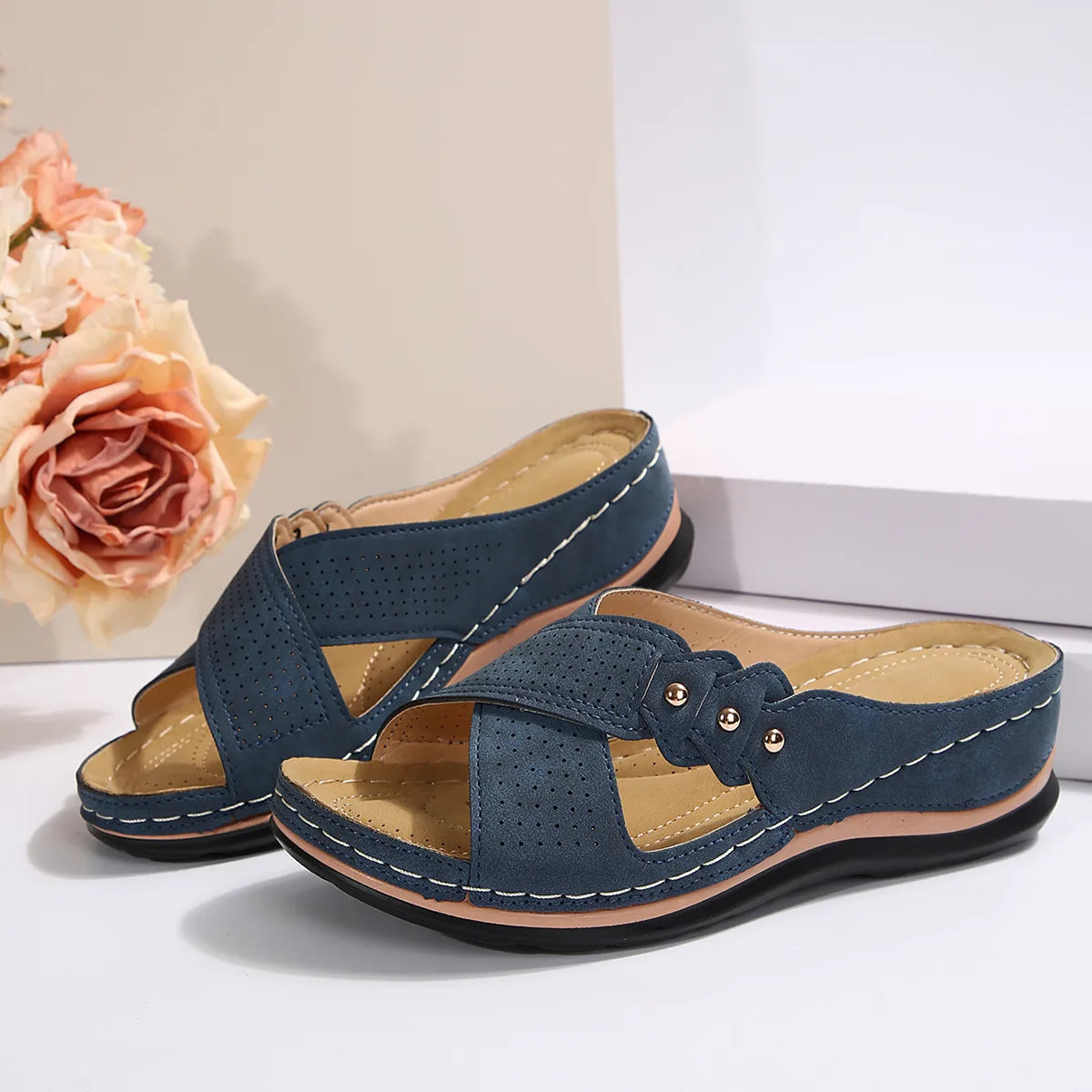 Crisscross Open Toe Wedge Sandals