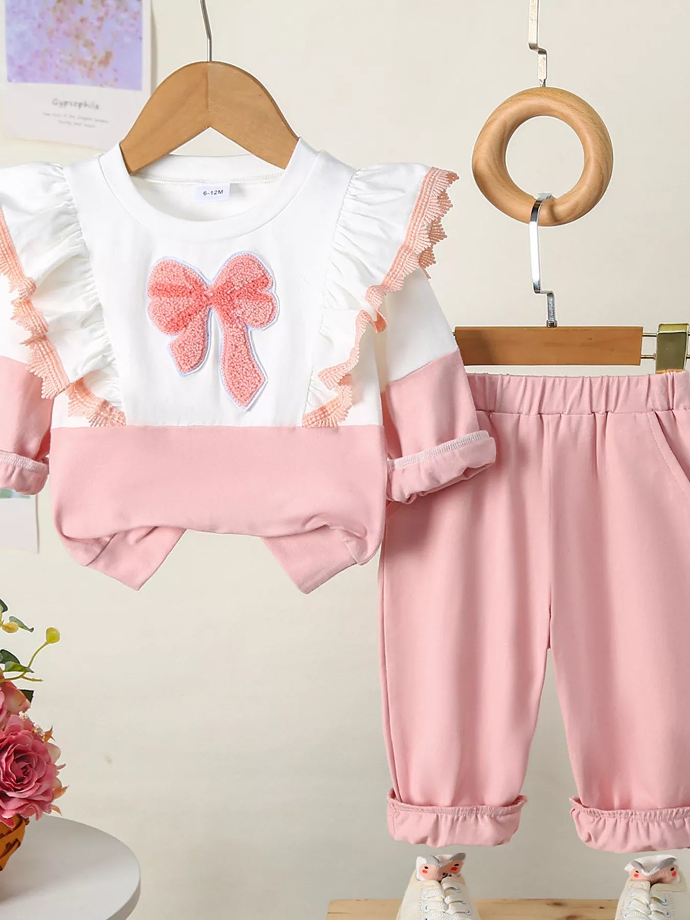 Children's Flower Long Sleeve Top and Pants Set