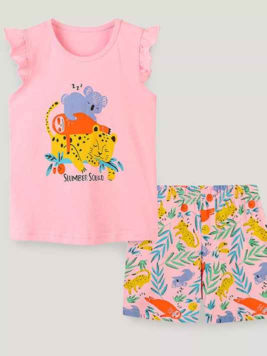 Children's Sleepy Animal Top and Shorts Set