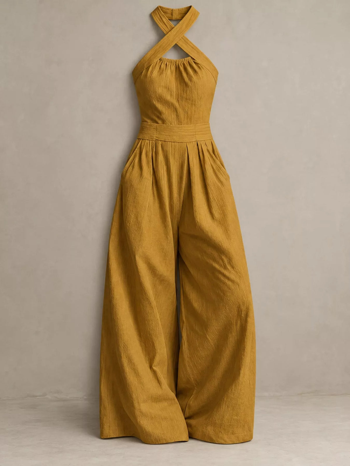 Full Size Halter Neck Wide-Leg Jumpsuit Plus Size