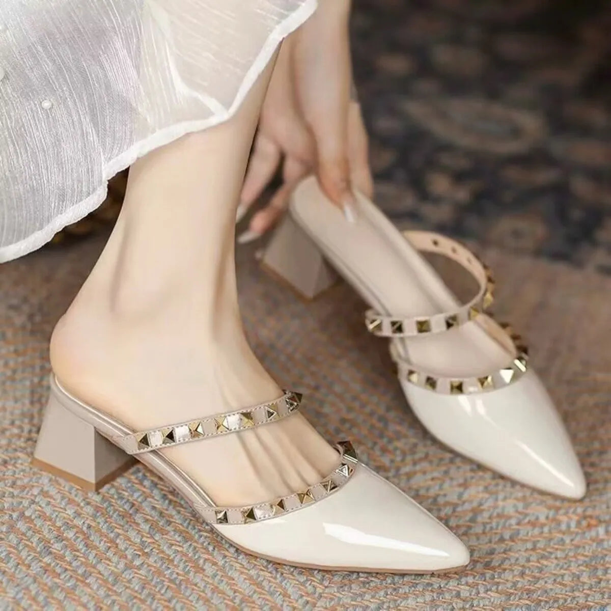 Point Toe Block Heels Sandals