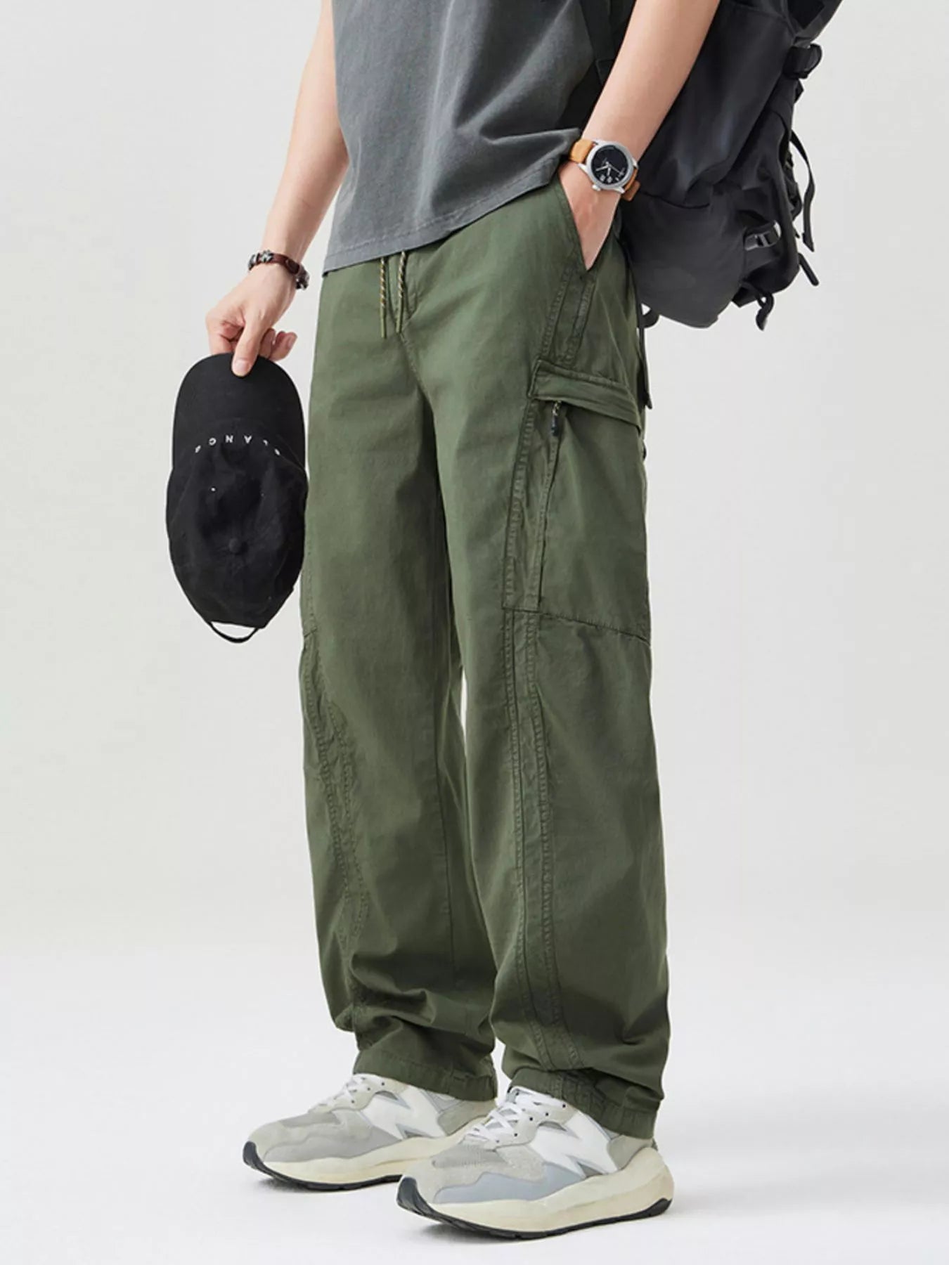 Men's Full Size Wide Leg Cargo Pants Plus Size