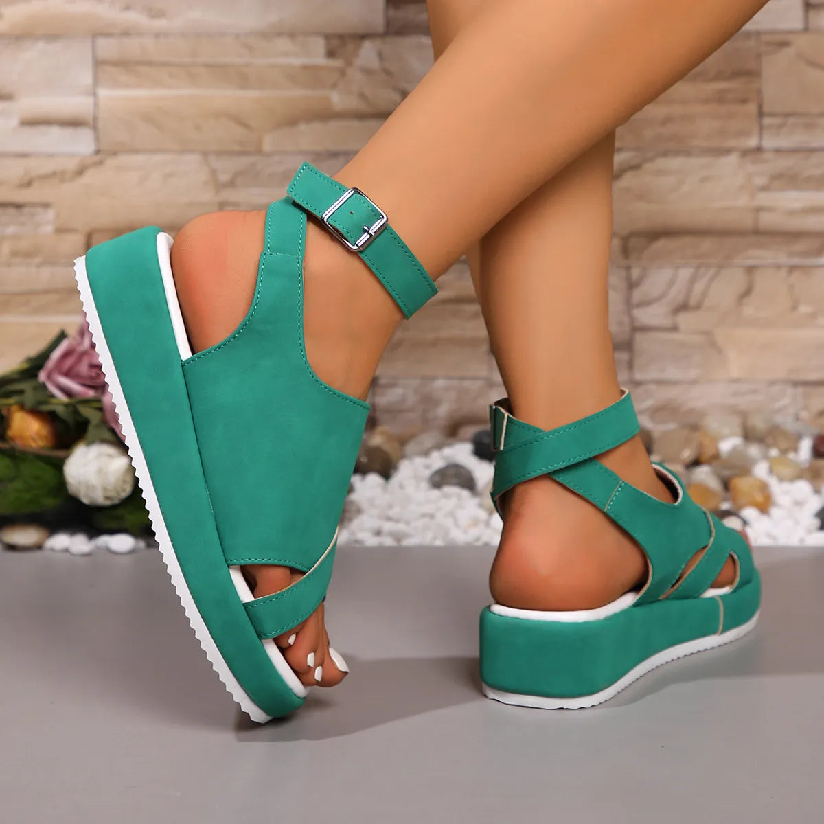 Platform Ankle Strap Comfort Sandals