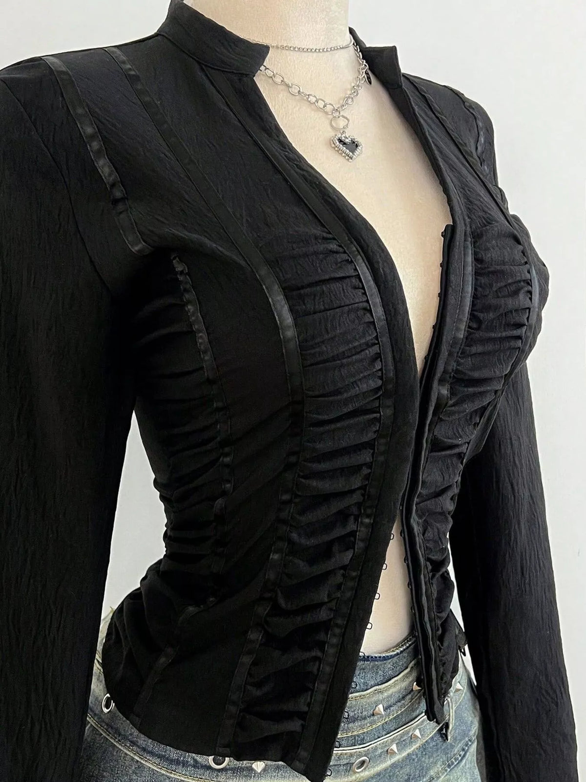 Ruched Slim-Fit Long Sleeve Top