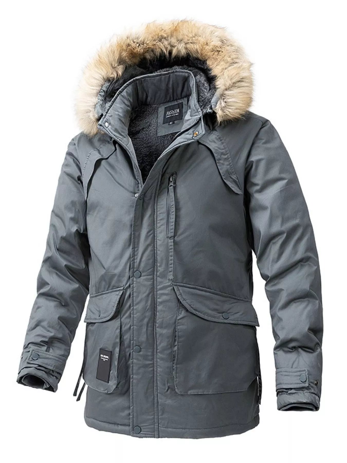 Men's Plus Size Fur Hooded Winter Parka Coat