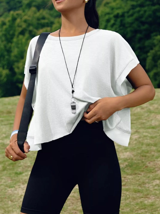 Cutout Back Short Sleeve T-Shirt
