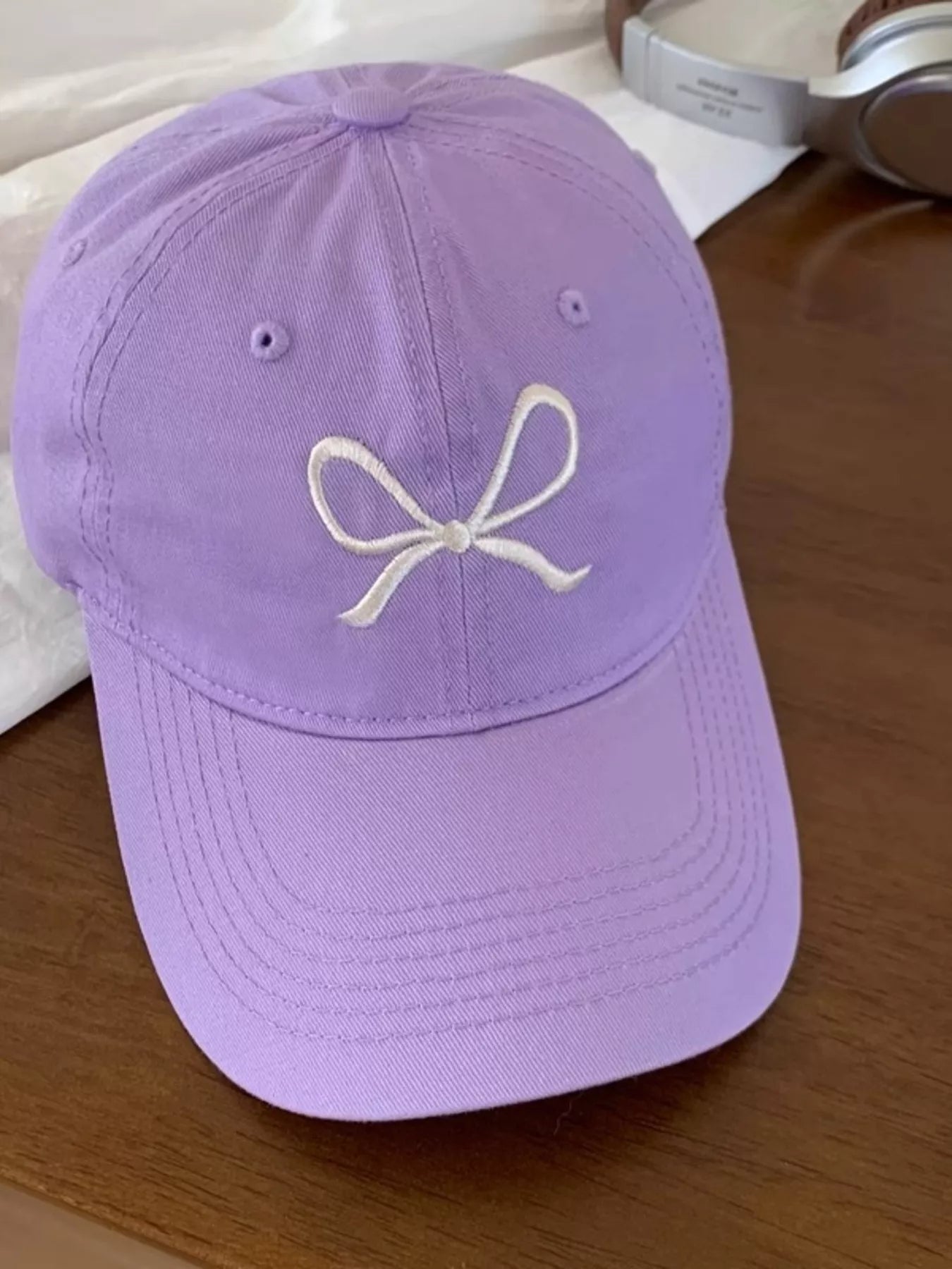 Embroidered Bow Baseball Cap
