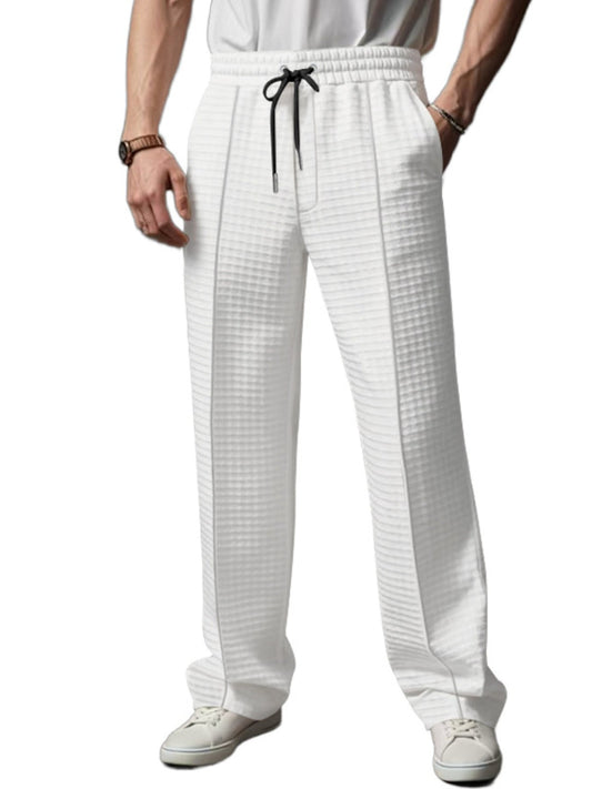 Men's Full Size Textured Drawstring Casual Pants Plus Size