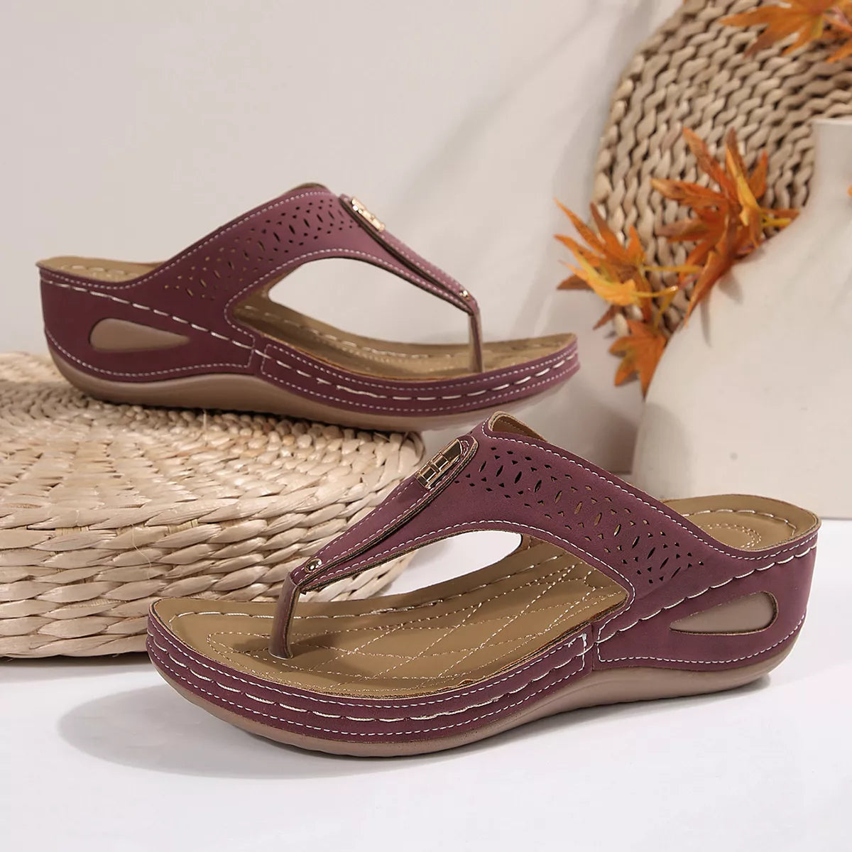 Toe Post Wedge Sandals
