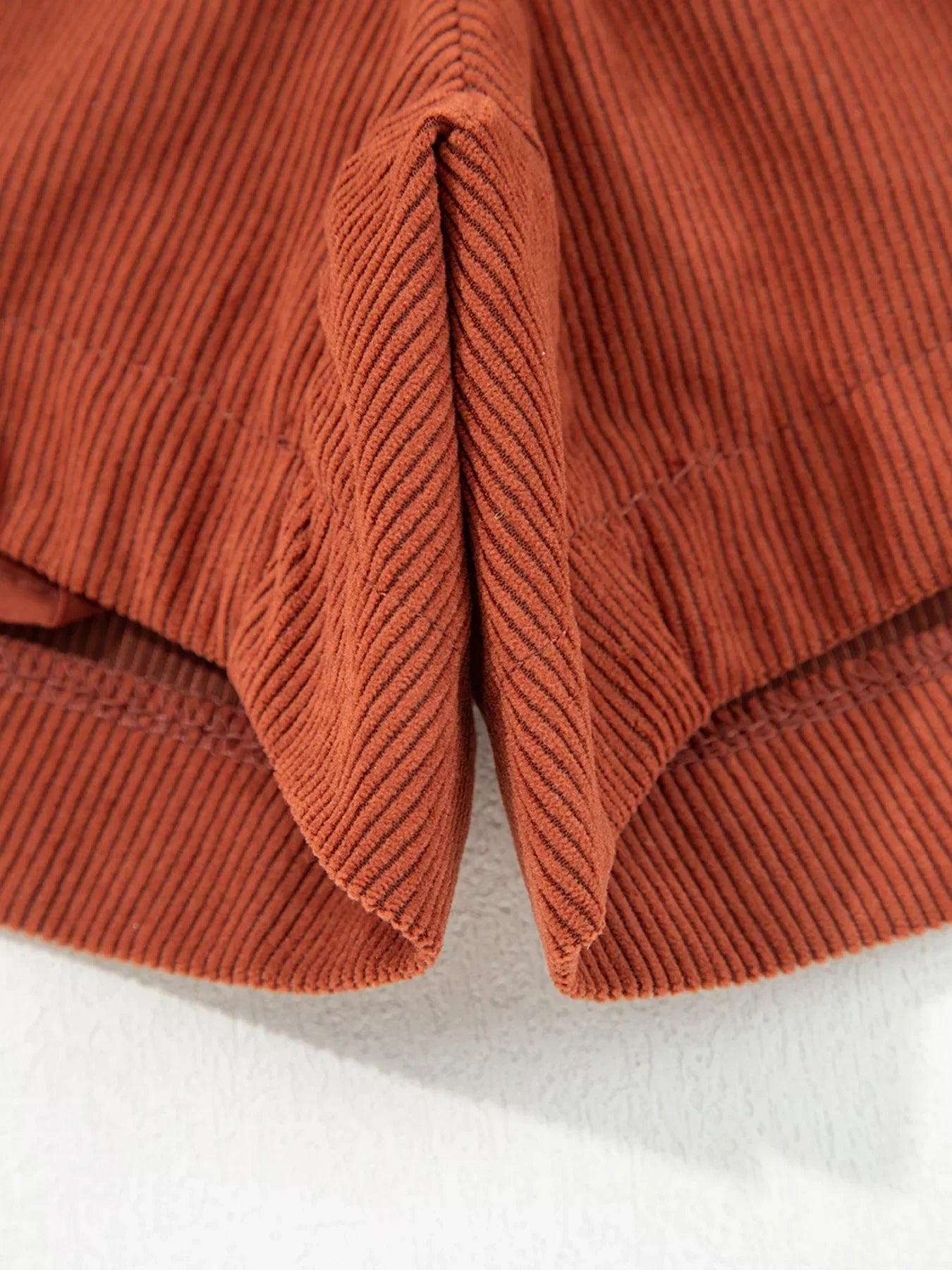 Button Decor Scalloped Edge High Waist Corduroy Shorts