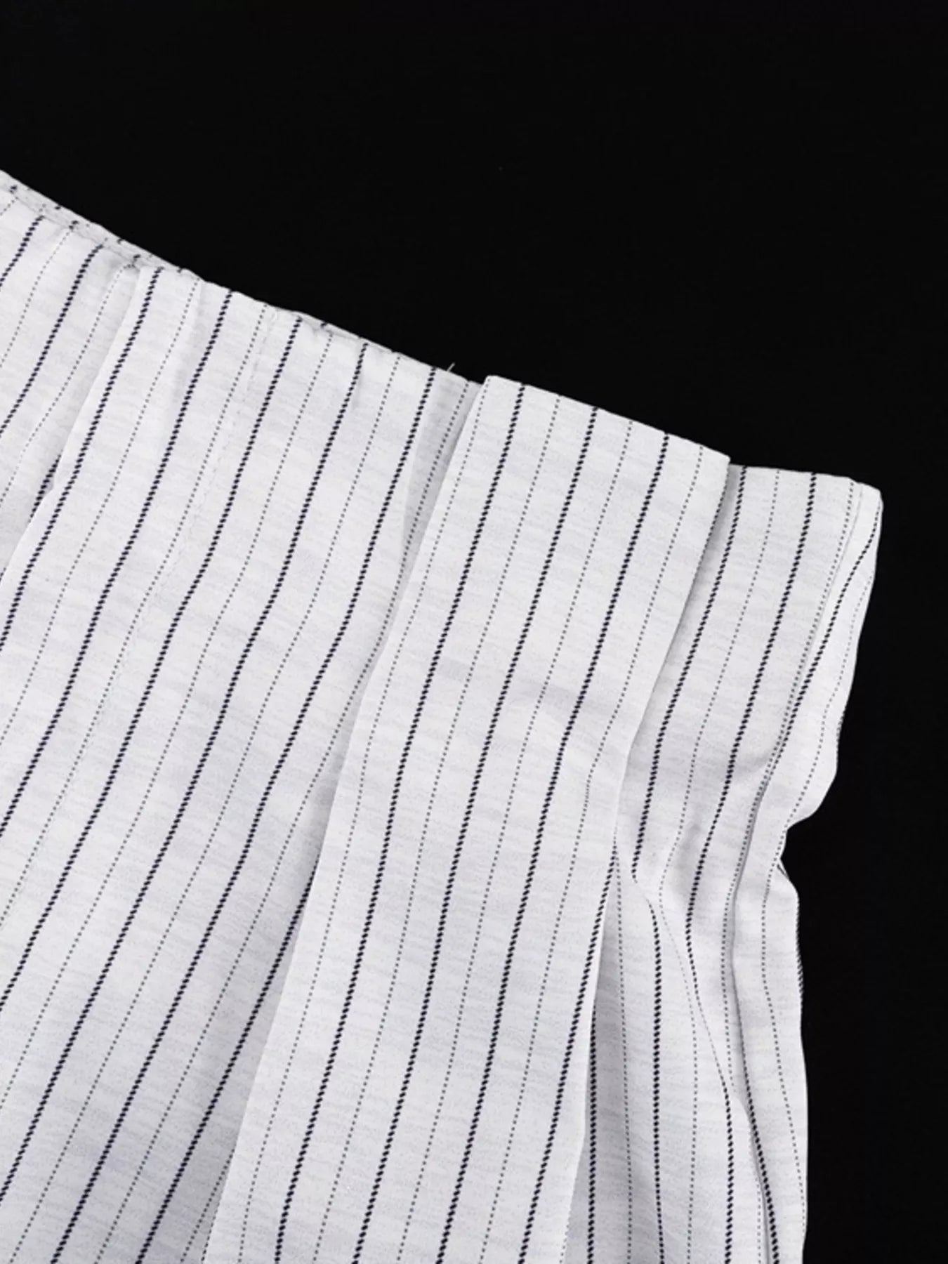 Pinstripe Cropped Blazer and Pleated Shorts Set