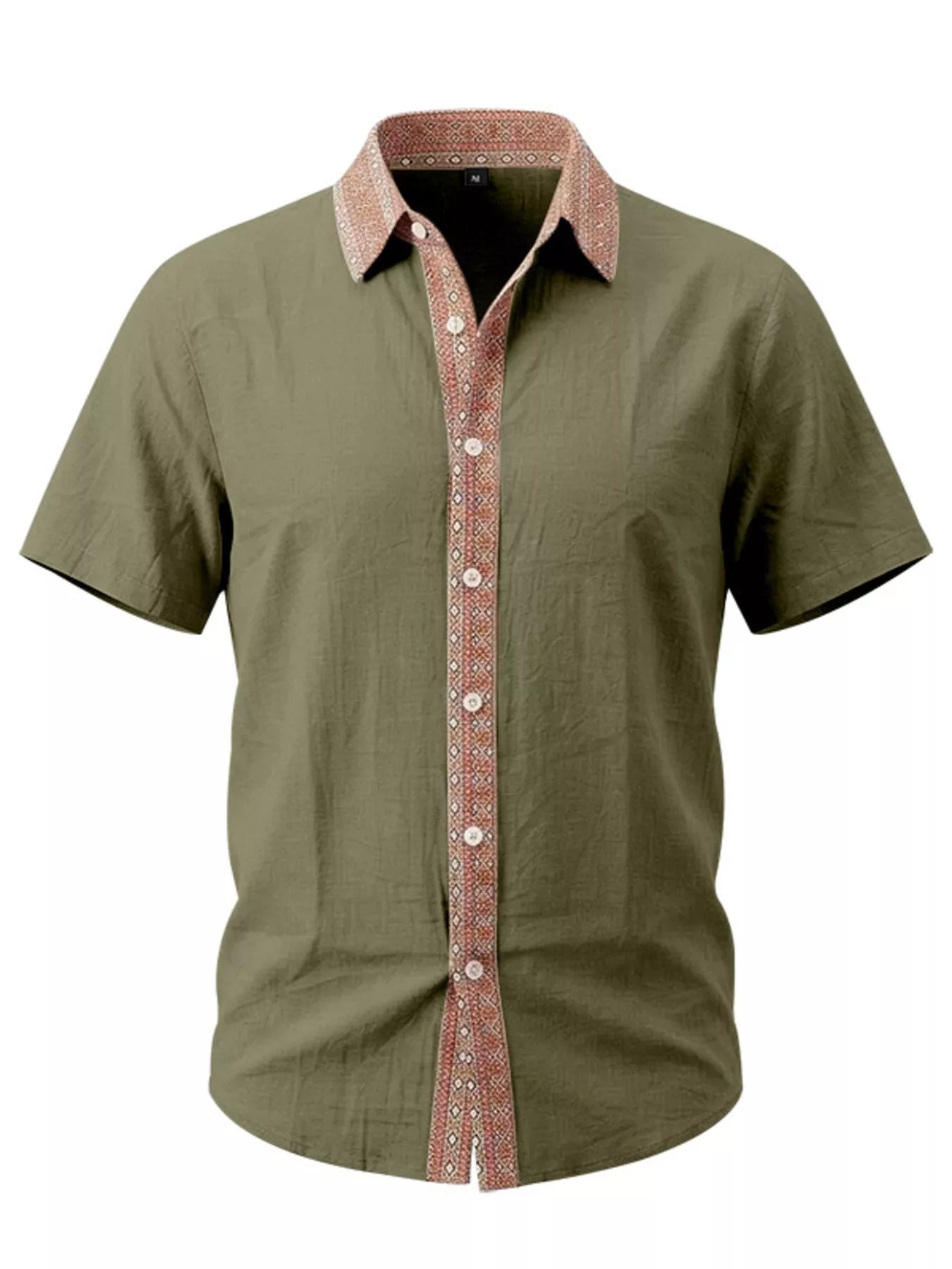 Men's Full Size Casual Short Sleeve Linen Shirt Plus Size