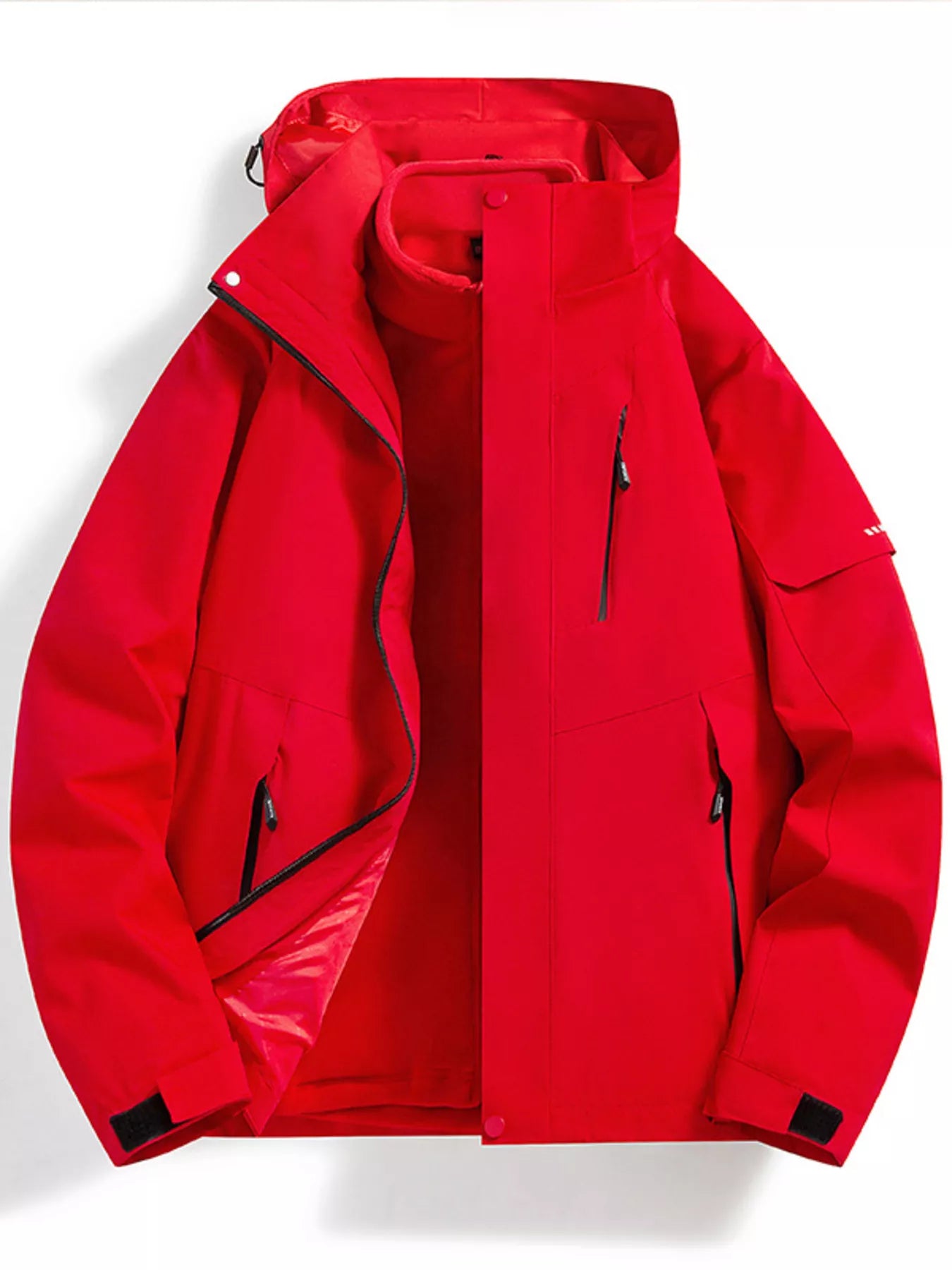 Men's Full Size Zip Up Hooded Waterproof Outdoor Jacket Plus Size