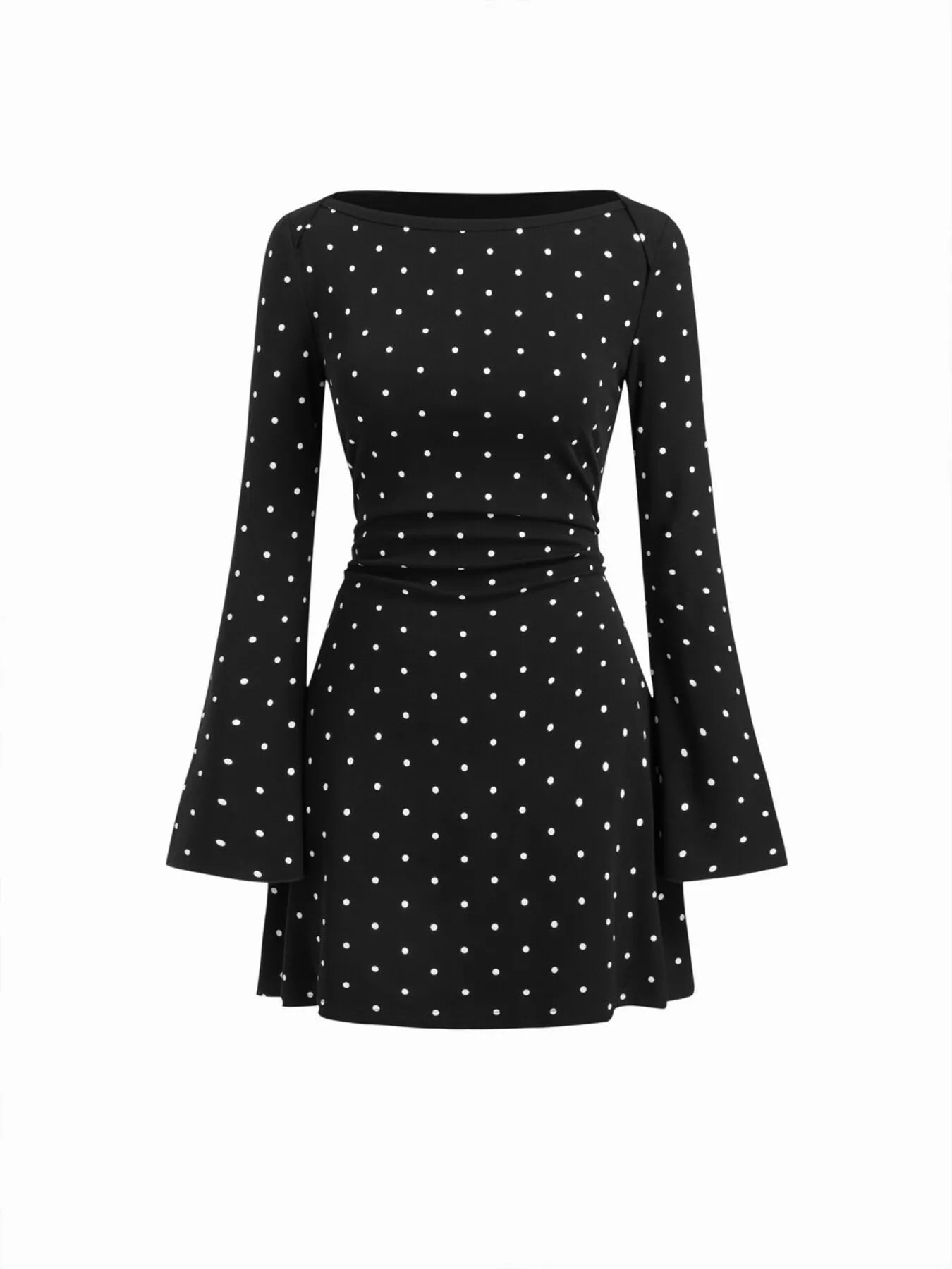 Polka Dot Flare Sleeve Mini Dress